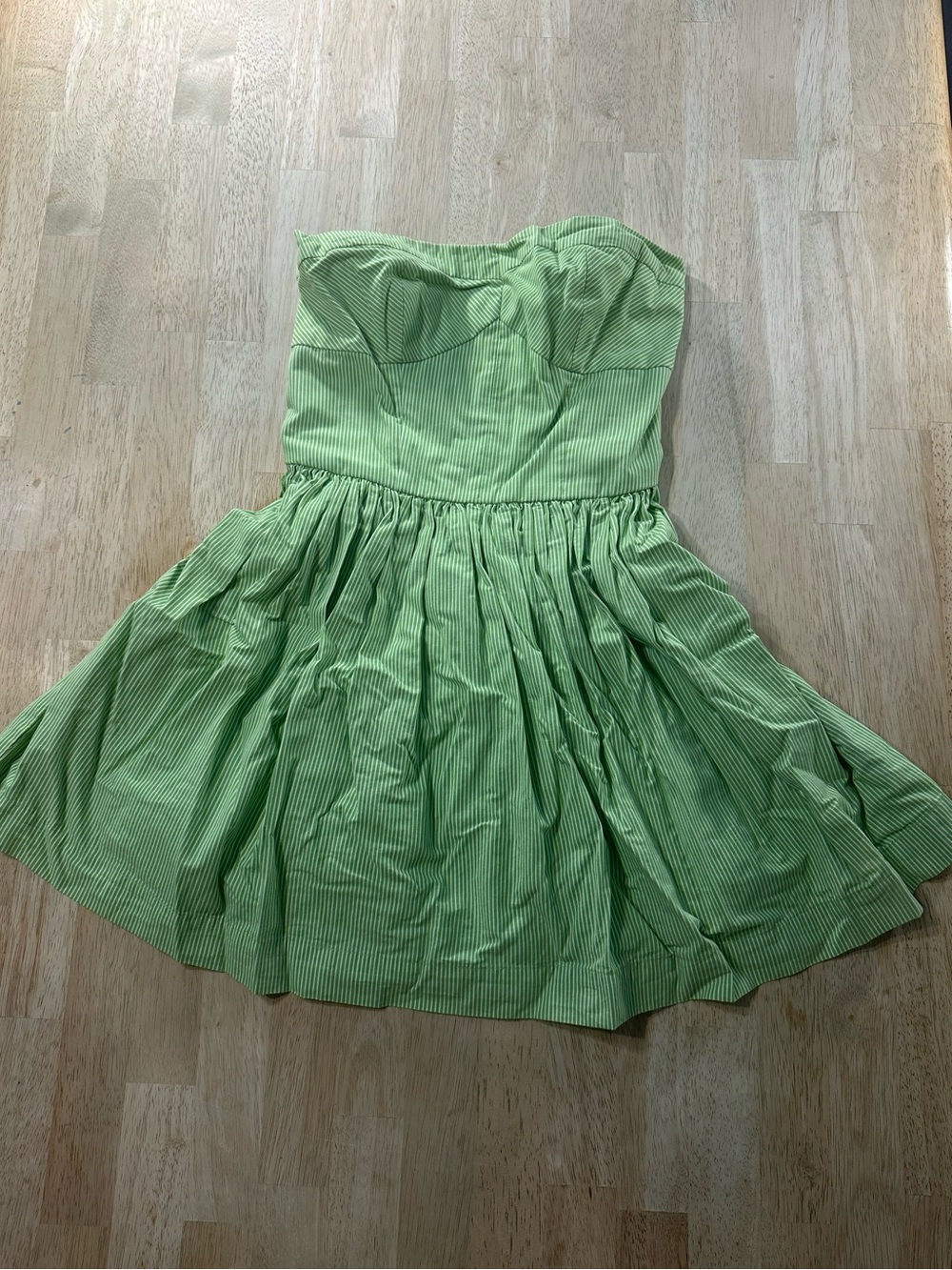 Gilly Hicks Strapless Light Green Seersucker Mini Dress